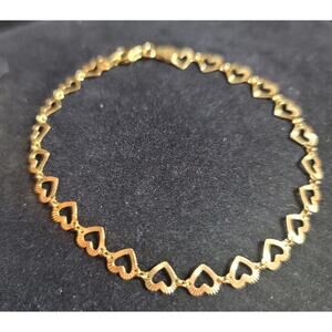 New 925 Italy Heart Link DC Chain Bracelet Gold Plated